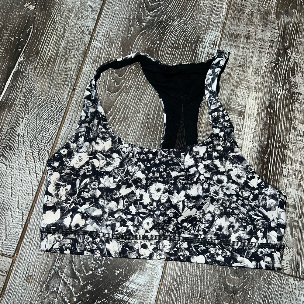 Lululemon Floral Black and White Sports Bra
